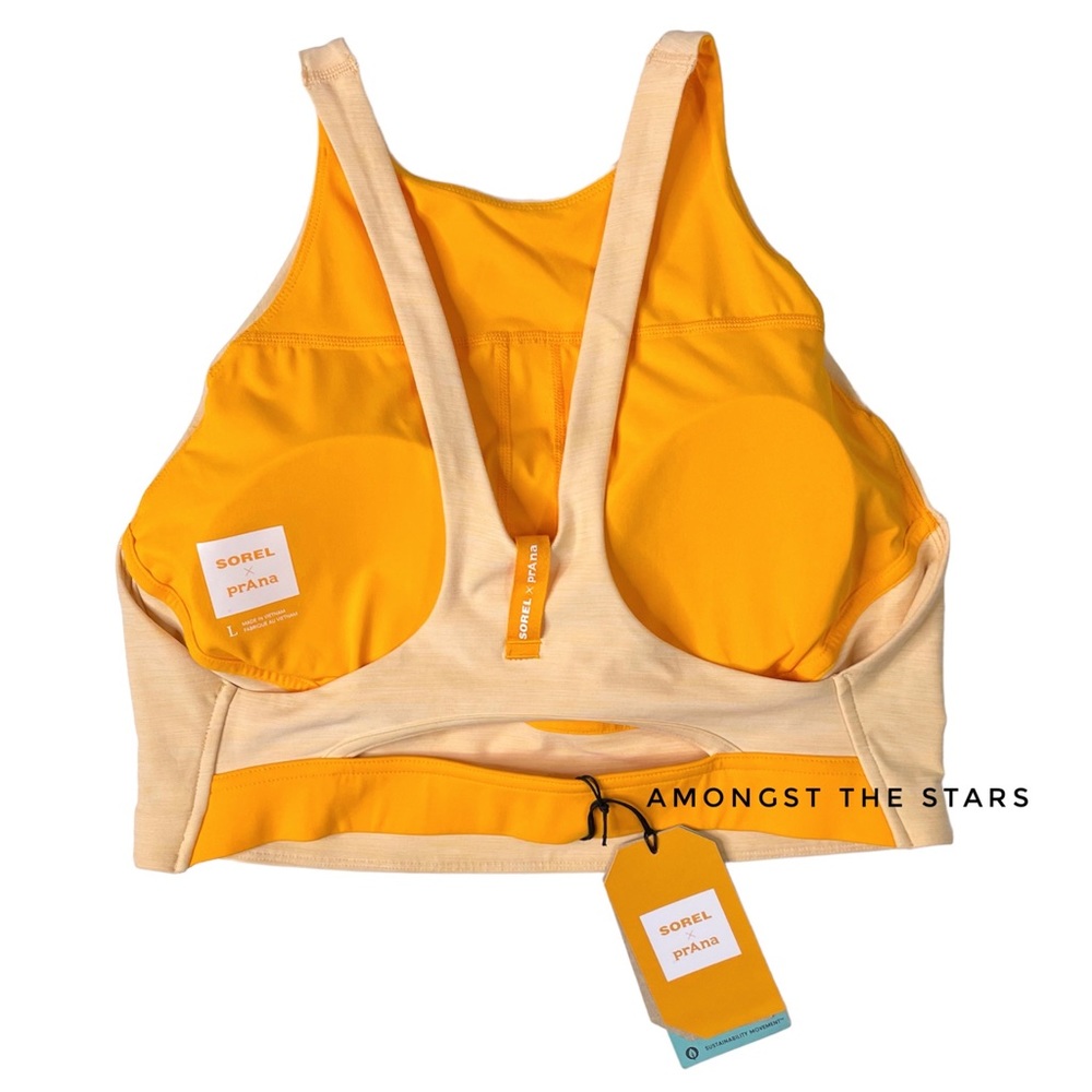 Sorel x prAna Wandering Soul Chalk Yellow & Gold Longline Bralette Sports Bra - Picture 13 of 14